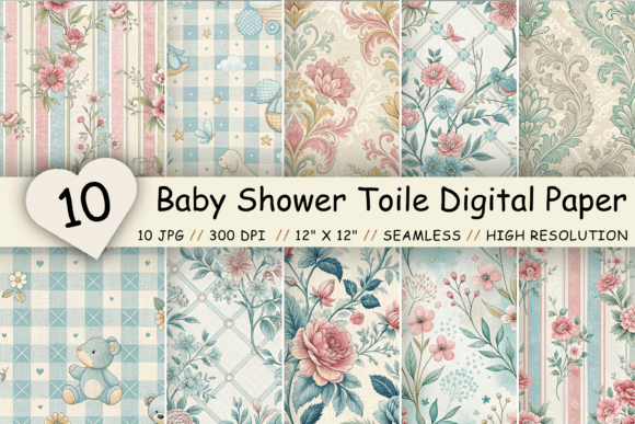 Baby Shower Toile Digital Paper Pack: A Creative Essential for Modern Designers