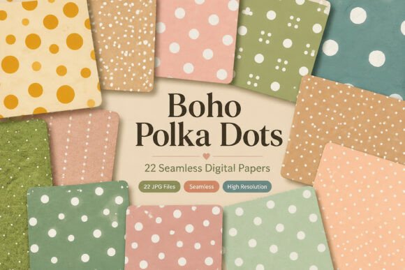 Boho Polka Dots Seamless Pattern Bundle