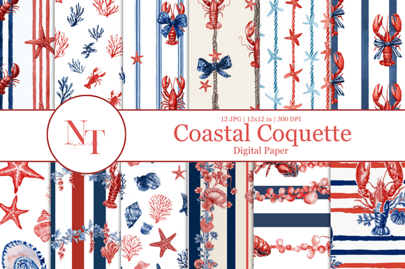 Coastal Coquette Digital Paper
