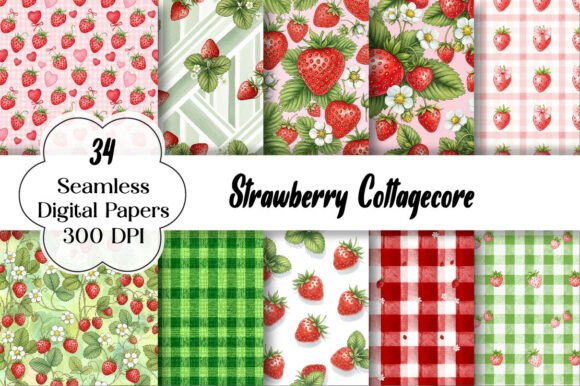 Embracing the Sweetness of Strawberry Cottagecore Digital Paper