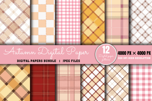 Enhance Your Creative Projects with the Autumn Plaid Digital Paper Bundle
