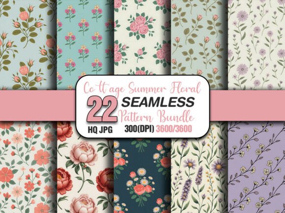 Enhance Your Creative Projects with the Cottage Floral Seamless Pattern Pack