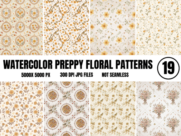 Enhance Your Creative Work with Watercolor Preppy Floral Digital Paper Bundle