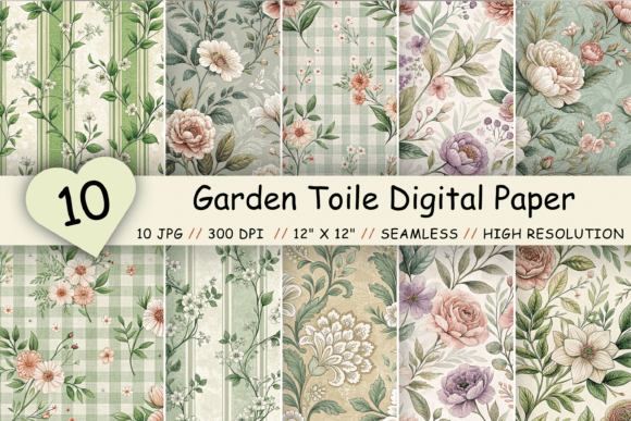Garden Toile Digital Paper Pack, Vintage: A Creative Resource for Designers and Crafters