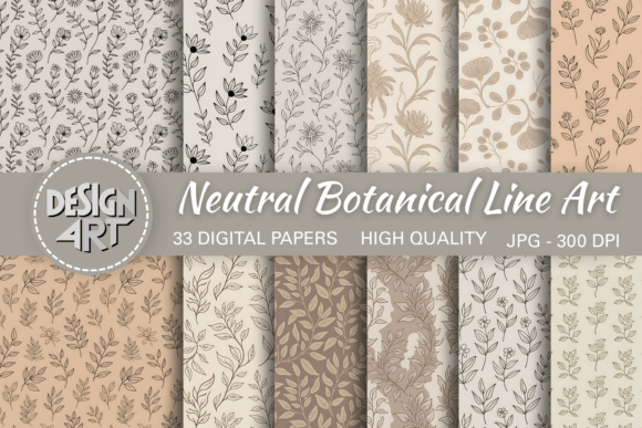 Neutral Botanical Line Art Pattern: A Timeless Design Resource