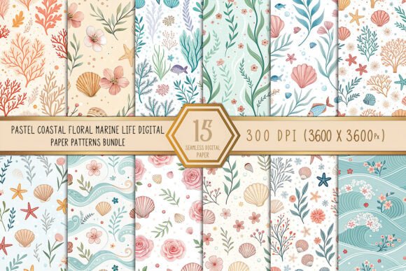 Pastel Coastal Floral Marine Life Summer: A Versatile Digital Resource for Creative Projects