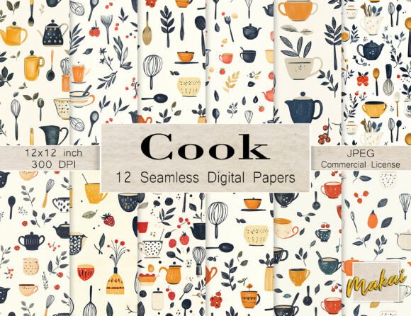 Seamless Retro Kitchenware Cooking Tools: A Nostalgic Touch for Modern Design