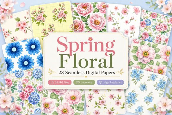 Spring Floral Seamless Pattern Paper for Creative Expression