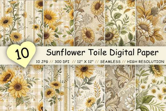Sunflower Toile Digital Paper Pack