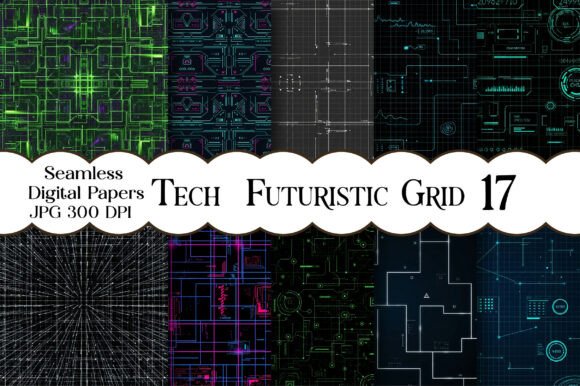 Tech Futuristic Grid Digital Papers