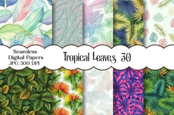 Tropical Leaves Pattern Digital Paper