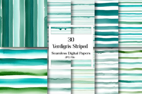 Verdigris Striped Digital Papers: A Unique Blend of Vintage and Modern Design