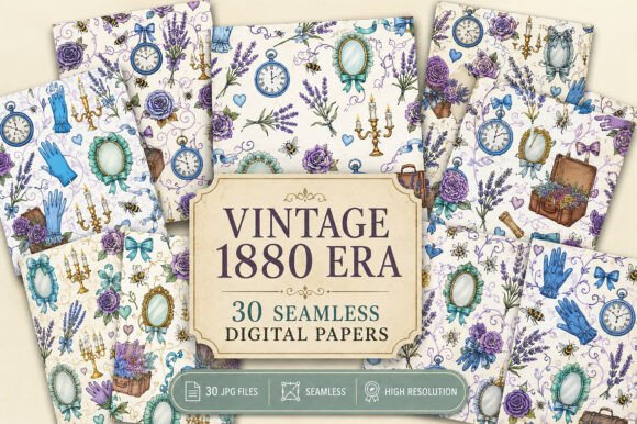 Vintage 1880 Era Seamless Pattern: A Timeless Design Resource for Creative Professionals