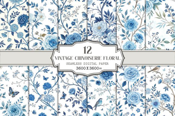 Vintage Chinoiserie Floral Digital Paper: A Timeless Design for Modern Creativity
