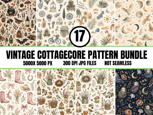 Vintage Cottagecore Digital Paper Bundle
