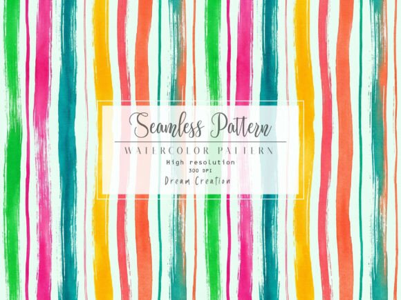 Watercolor Rainbow Stripes Pattern: A Versatile Design for Creative Workflows