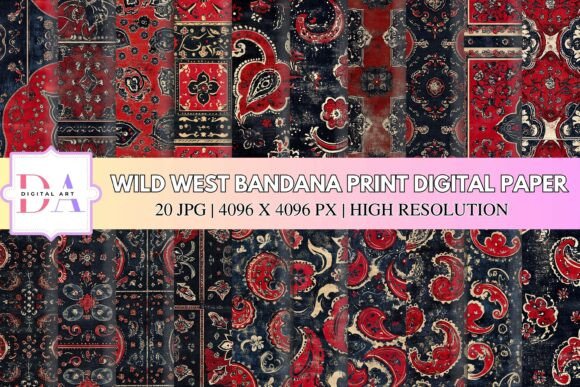 Wild West Bandana Print Digital Paper
