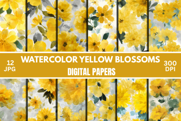 Yellow Floral Watercolor Pattern